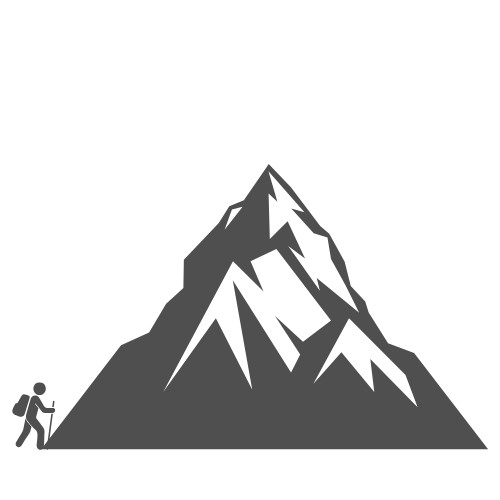 "Ícone do programa HEADS: Montanha e escalador, simbolizando a jornada e o crescimento com mentoria especializada."